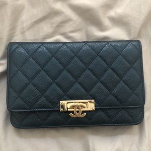 SOLD Chanel wallet on chain WOC Golden Class Navy